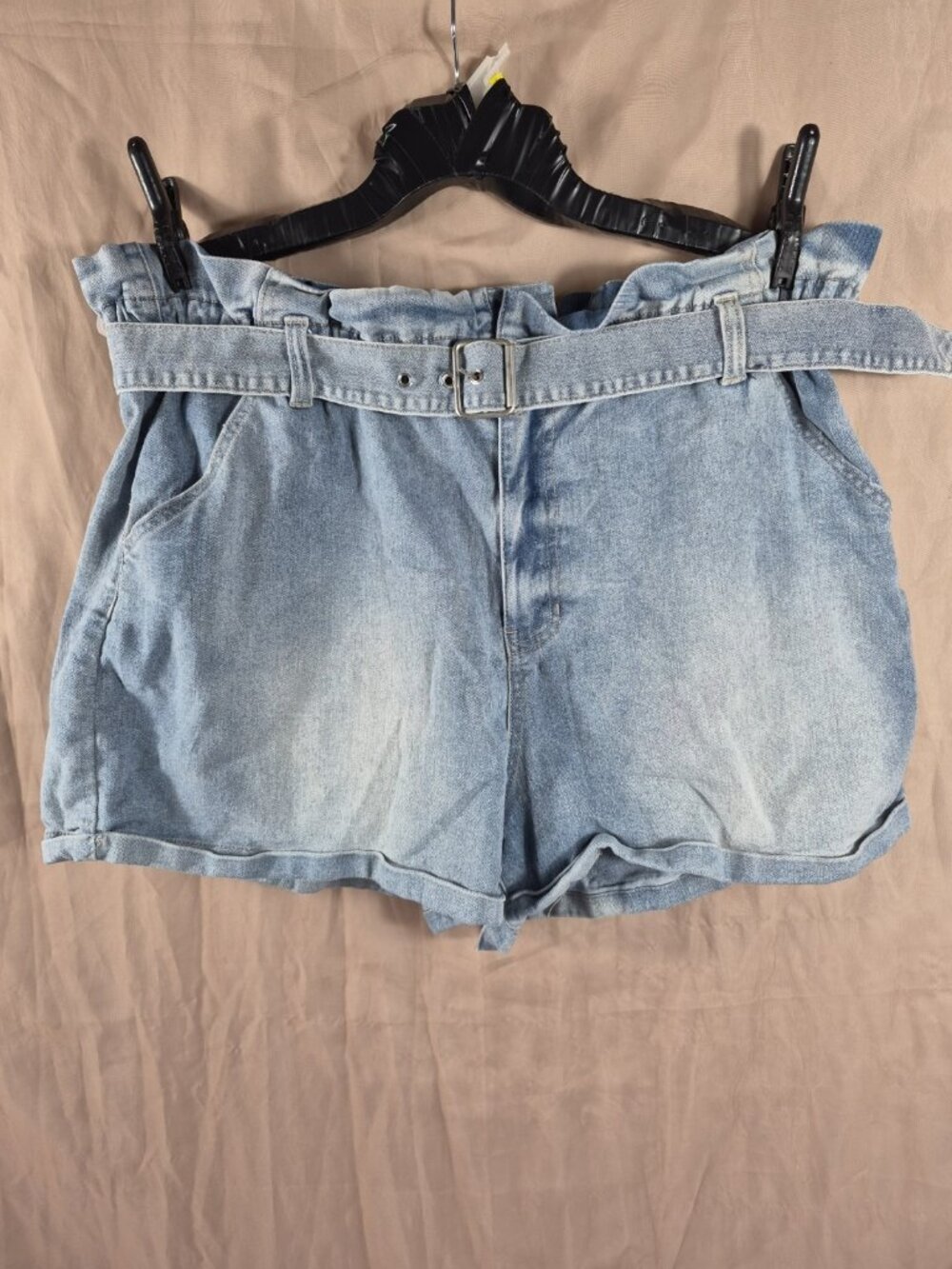 No Boundaries Women's Bue Denim Paperbag Matching Belt Summer Shorts Size 3X
